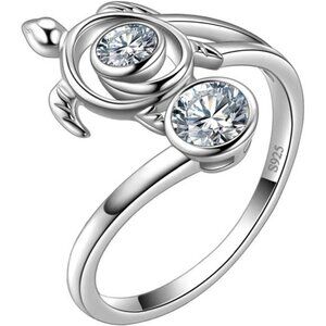 Adjustable Turtle Spiral Ring Aurora Tears Turtle Celtic 925 Sterling Silver